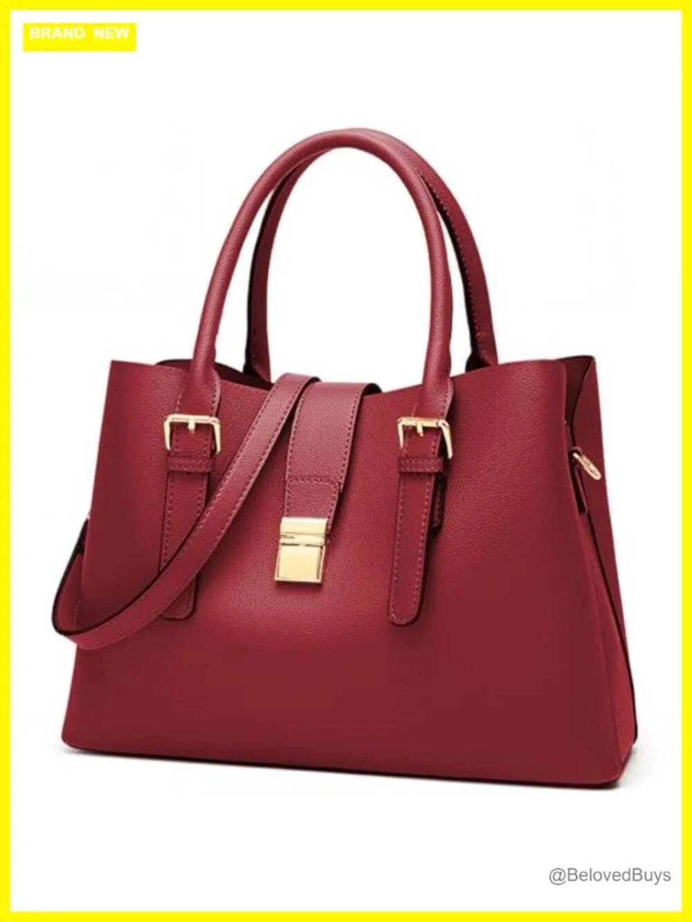 Vegan Leather Tote Bag Shoulder Crossbody 3-Compartment Laptop Purse